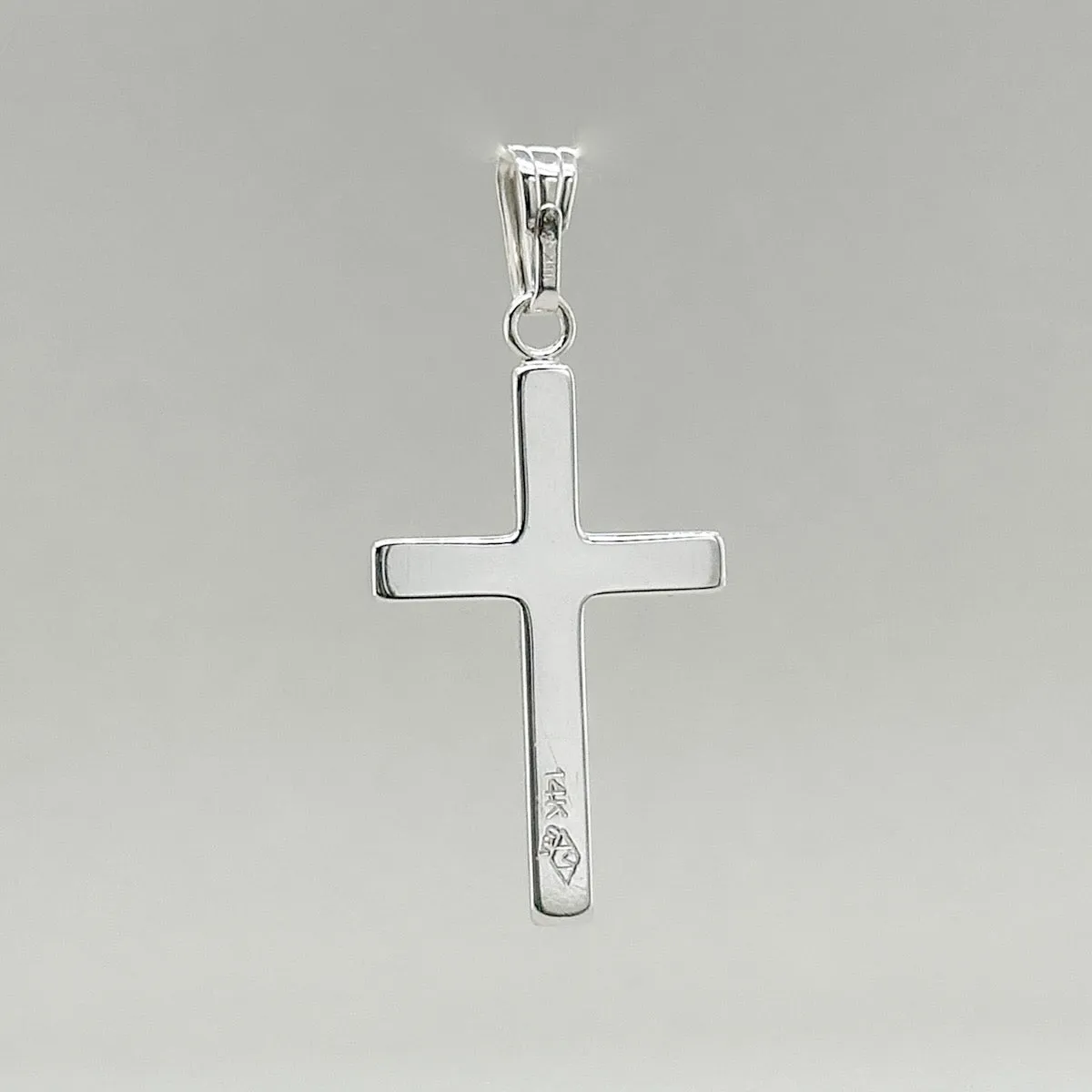 14K W Gold Floral Engraved Cross Pendant