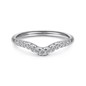 14K White Gold Curved French Pavé Set Diamond Wedding Band