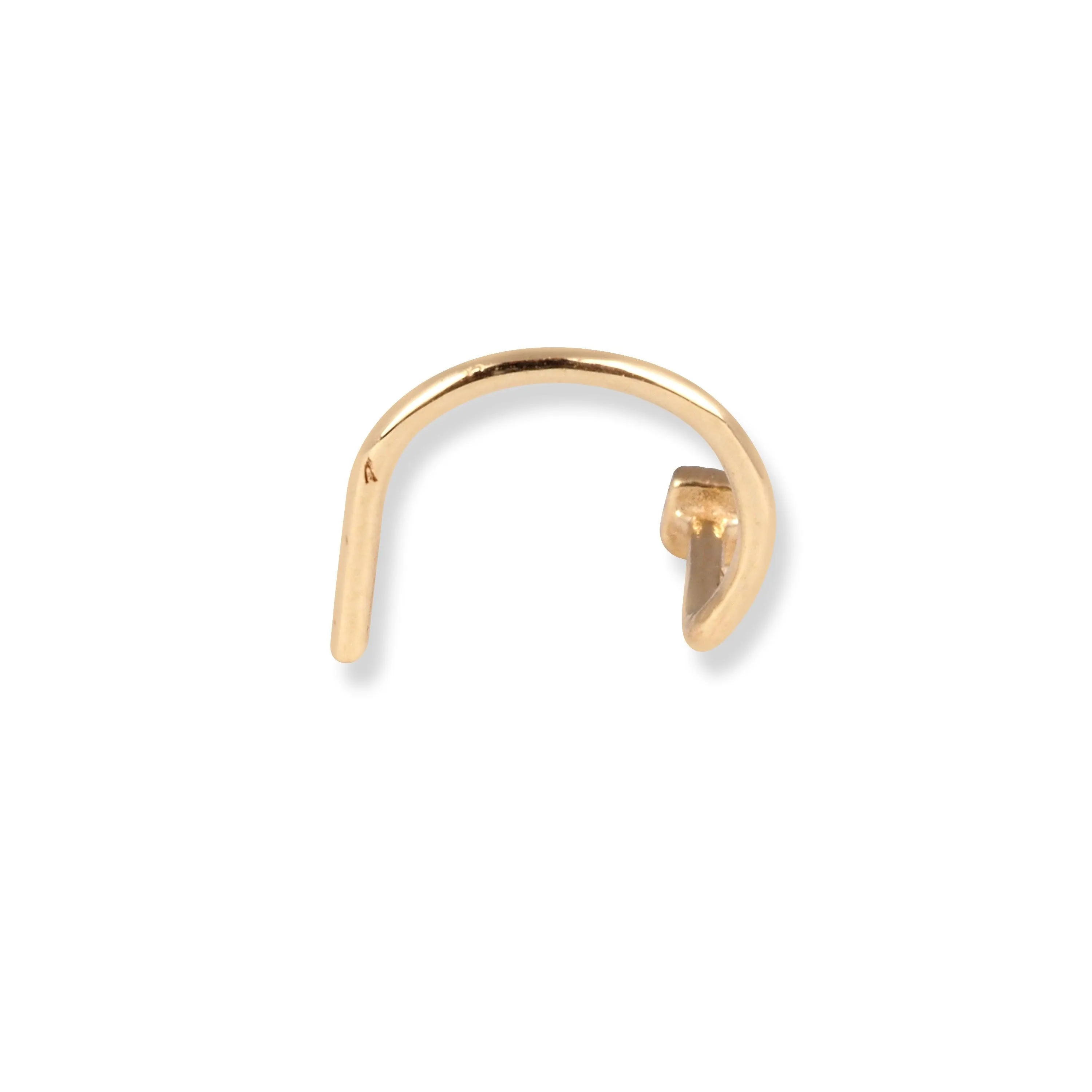 18ct Yellow Gold Wire Back Nose Stud with Round Cut Cubic Zirconia Stone in Square Setting NS-7563A