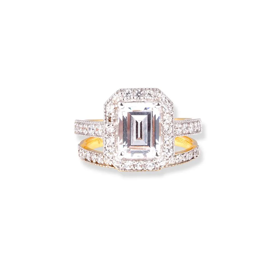 22ct Gold Emerald Cut Swarovski Zirconia Engagement Ring and Wedding Band Suite "jodi" (5.84g) LR20009