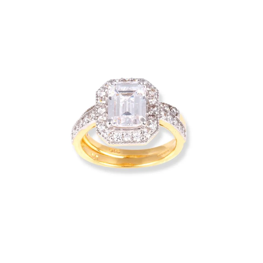 22ct Gold Emerald Cut Swarovski Zirconia Engagement Ring and Wedding Band Suite "jodi" (5.84g) LR20009