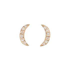 9kt Gold Diamond Moon Stud Earrings