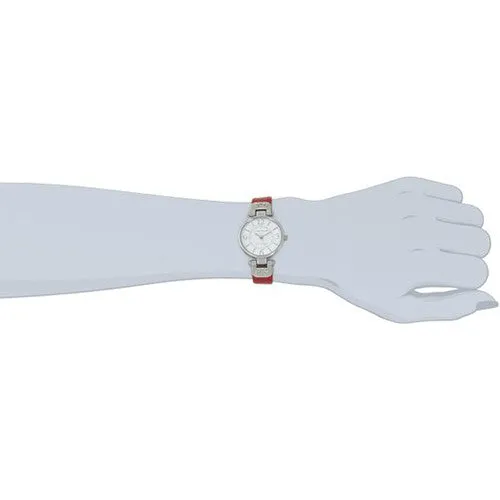 Anne Klein Women's 109443WTRD Silver-Tone White Dial and Red Leather Strap Watch