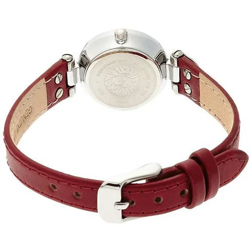 Anne Klein Women's 109443WTRD Silver-Tone White Dial and Red Leather Strap Watch