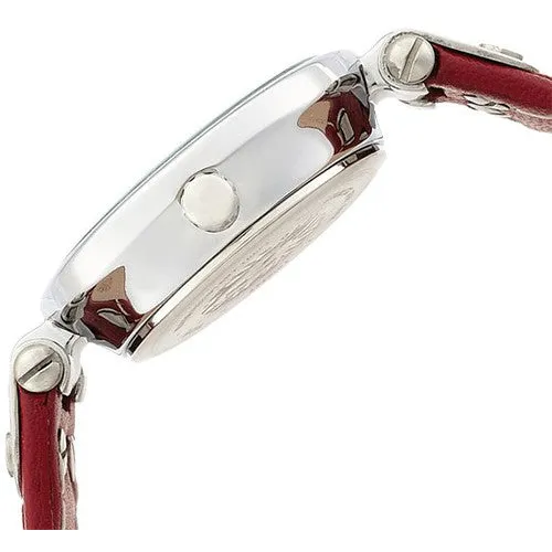 Anne Klein Women's 109443WTRD Silver-Tone White Dial and Red Leather Strap Watch