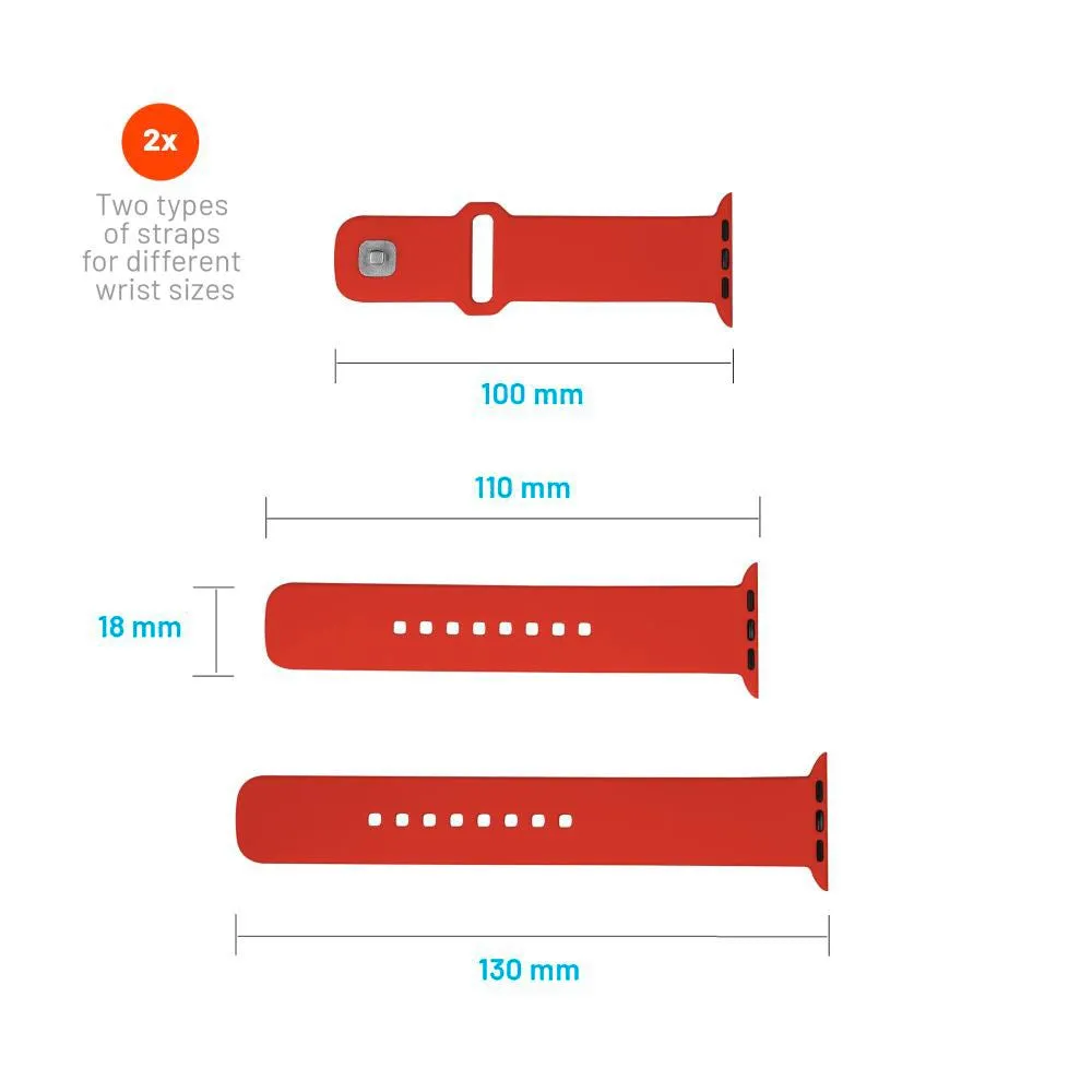 Apple Watch (38 / 40 / SE / 41mm) Fixed Sporty Silikone Rem Sæt - Rød