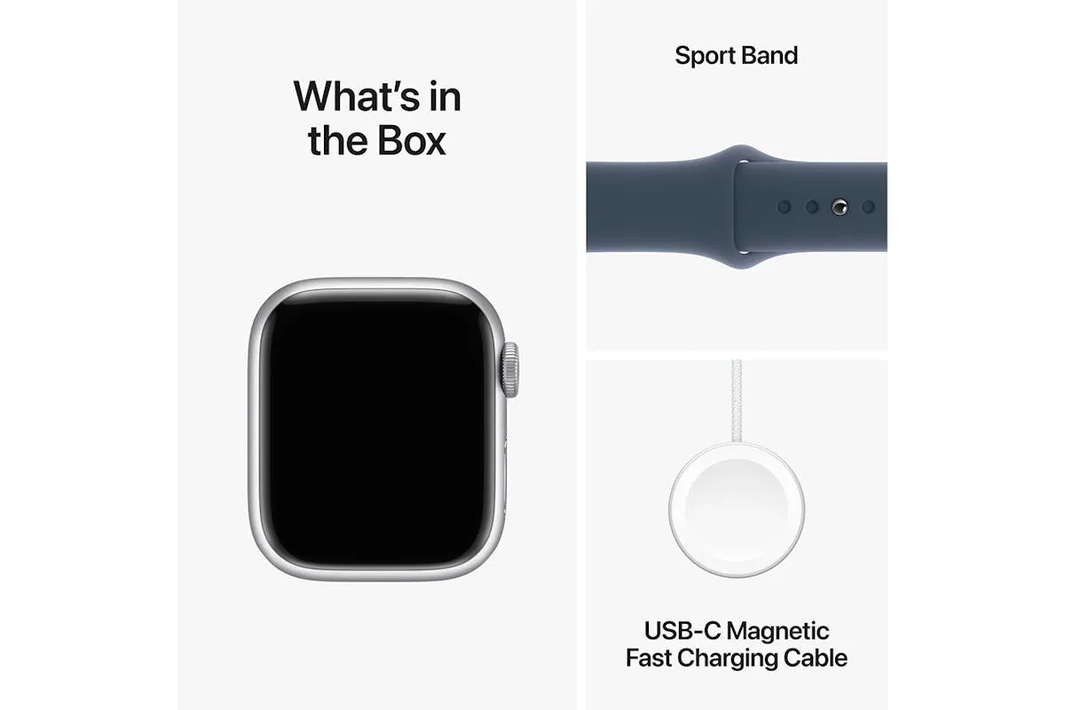 Apple Watch Series 9  | 41mm | Silver Aluminium Storm Blue Sport Band M/L