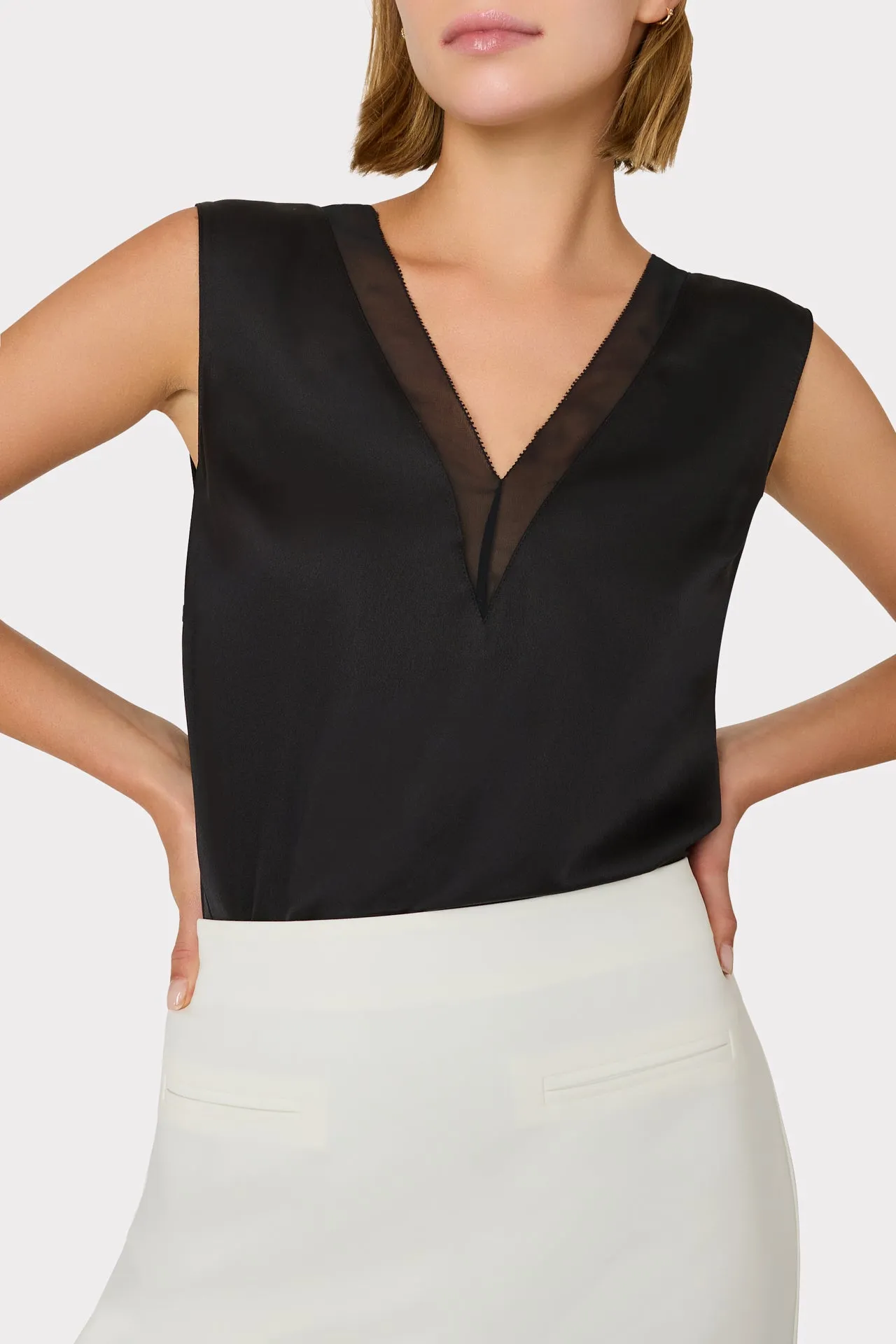 Avianna Satin Sleeveless Top