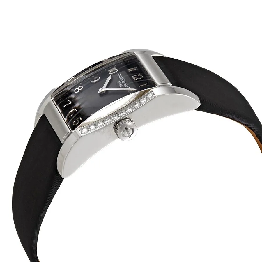 Baume and Mercier Hampton Milleis Black Dial Leather Ladies Watch 10022