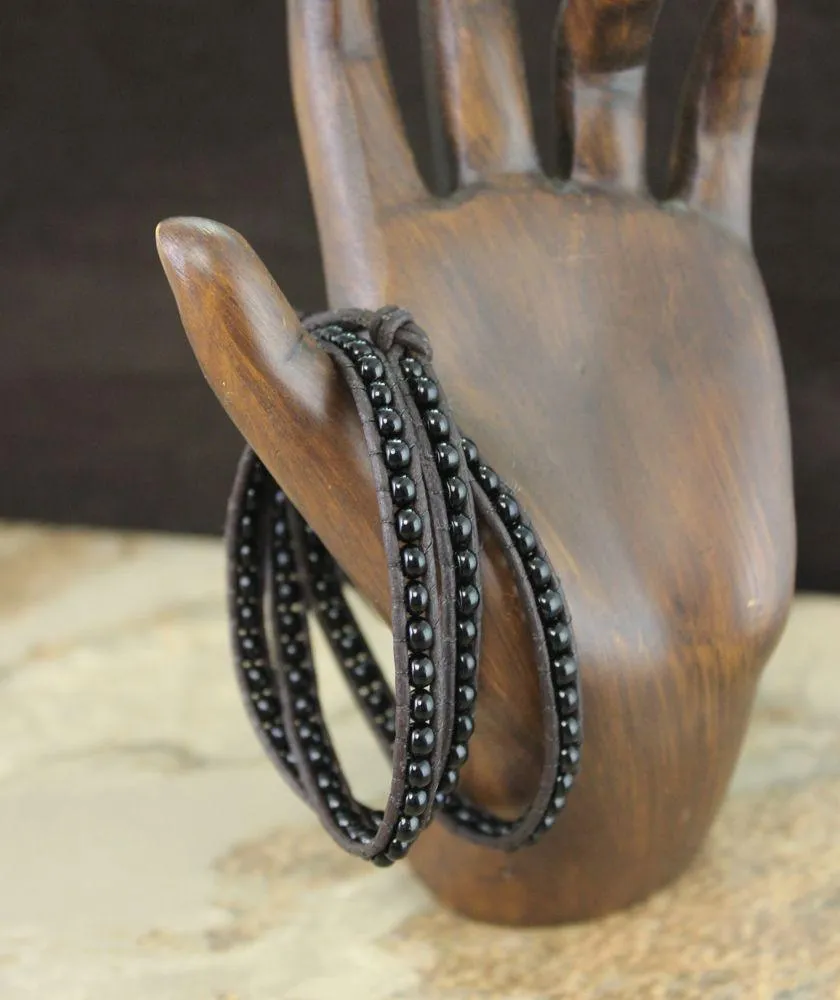 Black Leather Bracelet Wrap