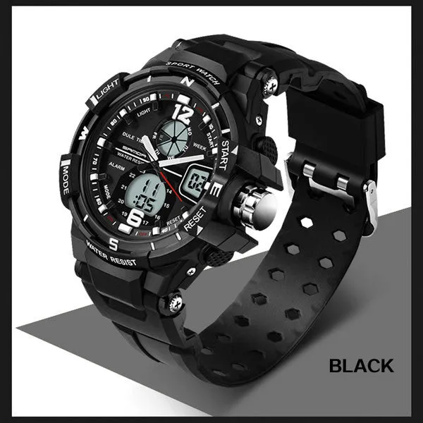 Brand Sports Watches Dual Display military watches men waterproof Diver Militar Clock wrist watch Quartz wristwatches