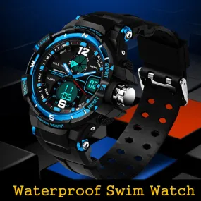 Brand Sports Watches Dual Display military watches men waterproof Diver Militar Clock wrist watch Quartz wristwatches