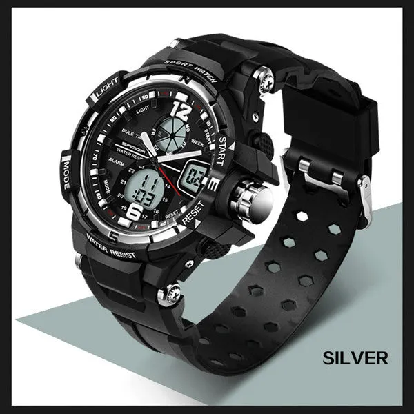 Brand Sports Watches Dual Display military watches men waterproof Diver Militar Clock wrist watch Quartz wristwatches