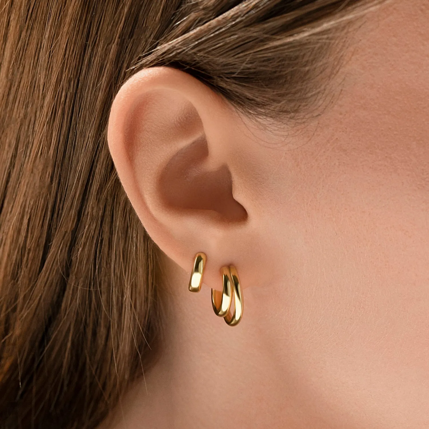 Classic Layered Hoops in Gold