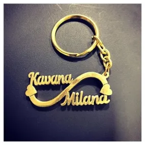 Couple Heart Name Keychain