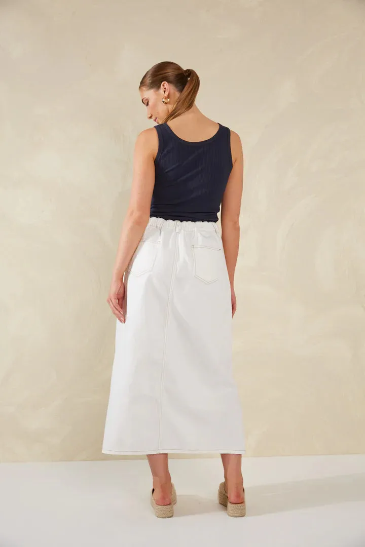 Dalton Denim Skirt White