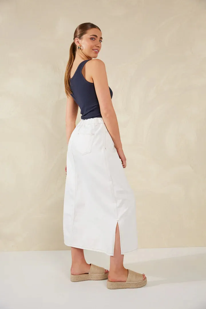 Dalton Denim Skirt White