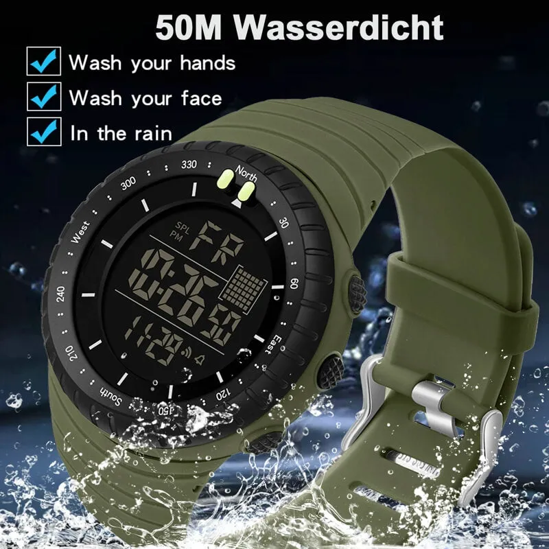 Findtime Mens Digital Watch Waterproof Sports Military Watch Tactical Watches LED Backlight Alarm Stopwatch