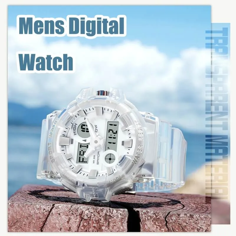 Findtime Military Digital Watch for Men Tactical LED Large Face Transparent Design Outdoor Sport Watch Stopwatch Alarm Waterproof