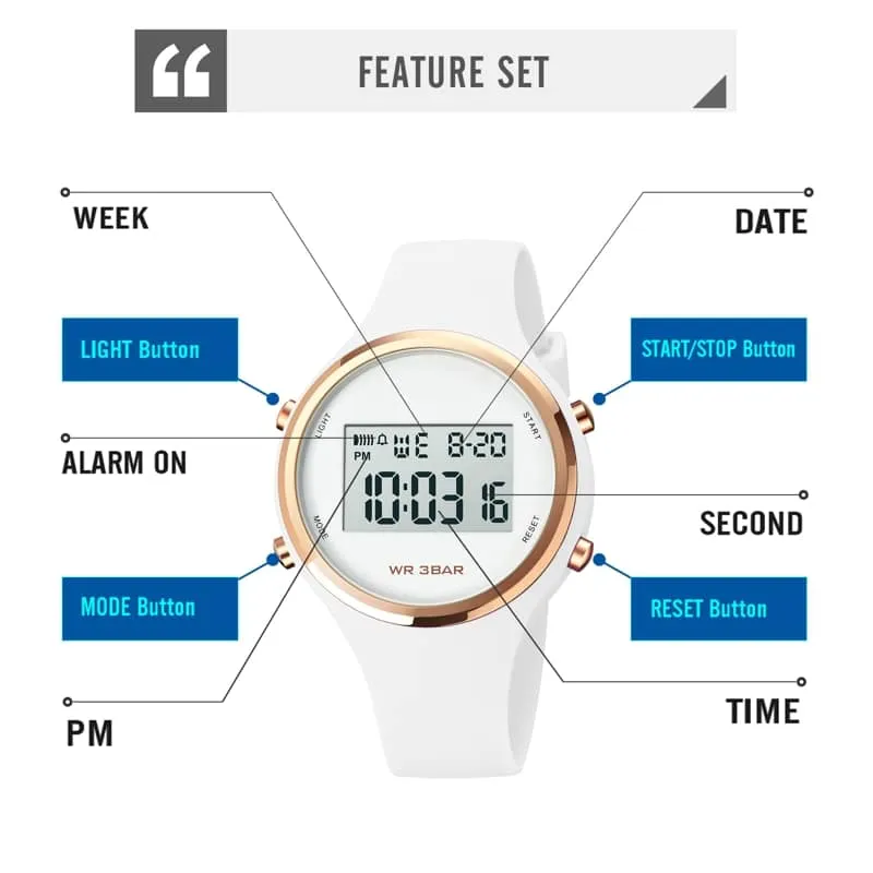 Findtime Outdoor Sport Watches for Women Alarm Clock Waterproof LED Digital Watch