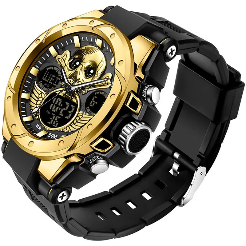 Findtime Skull Digital Watch for Men Unique Military Watches LED Backlight Waterproof Sport Outdoor