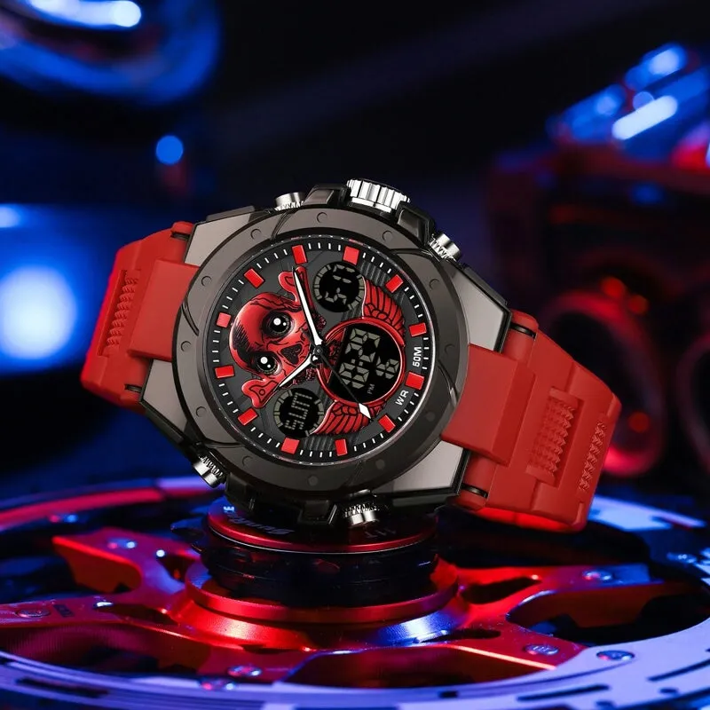 Findtime Skull Digital Watch for Men Unique Military Watches LED Backlight Waterproof Sport Outdoor