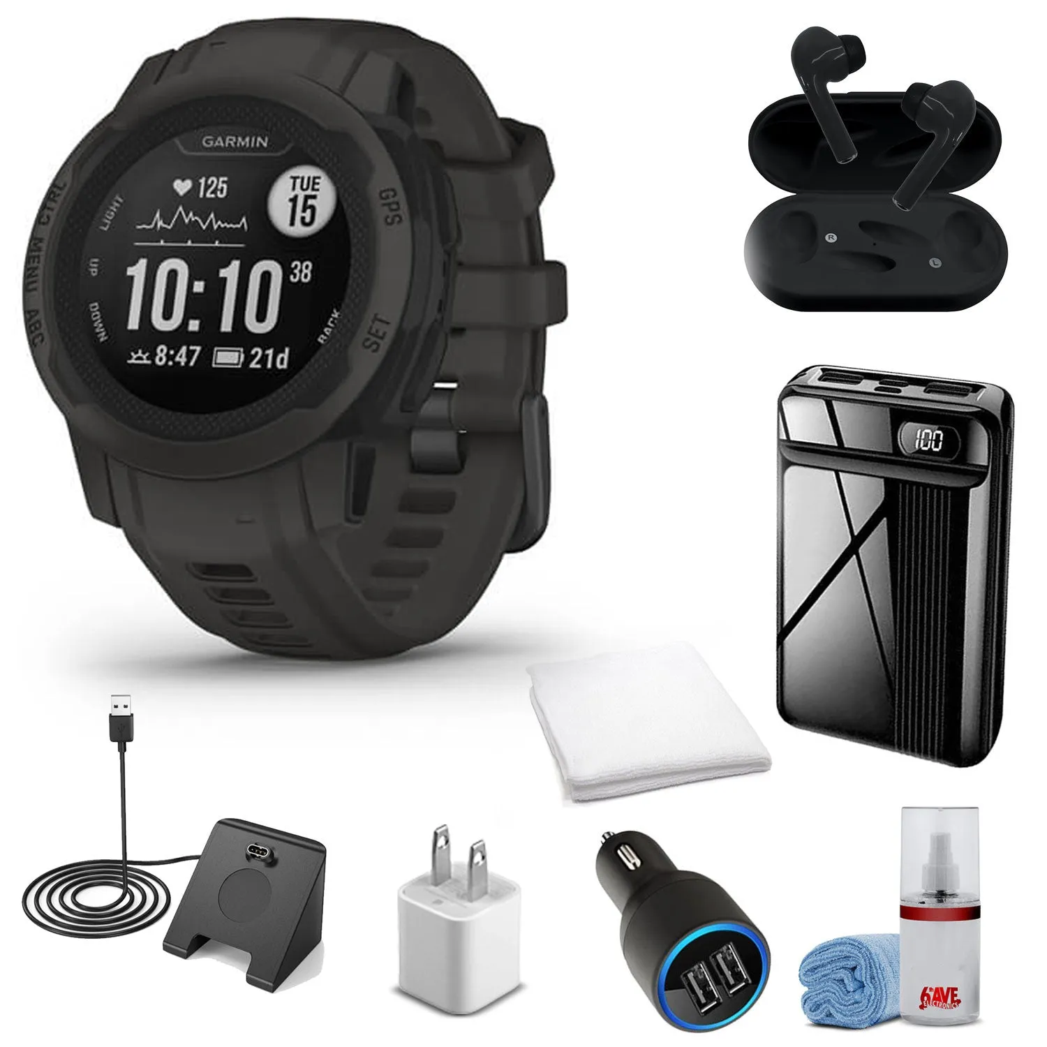 Garmin Instinct 2S - Standard Edition-Graphite With Extreme Accessory Kit