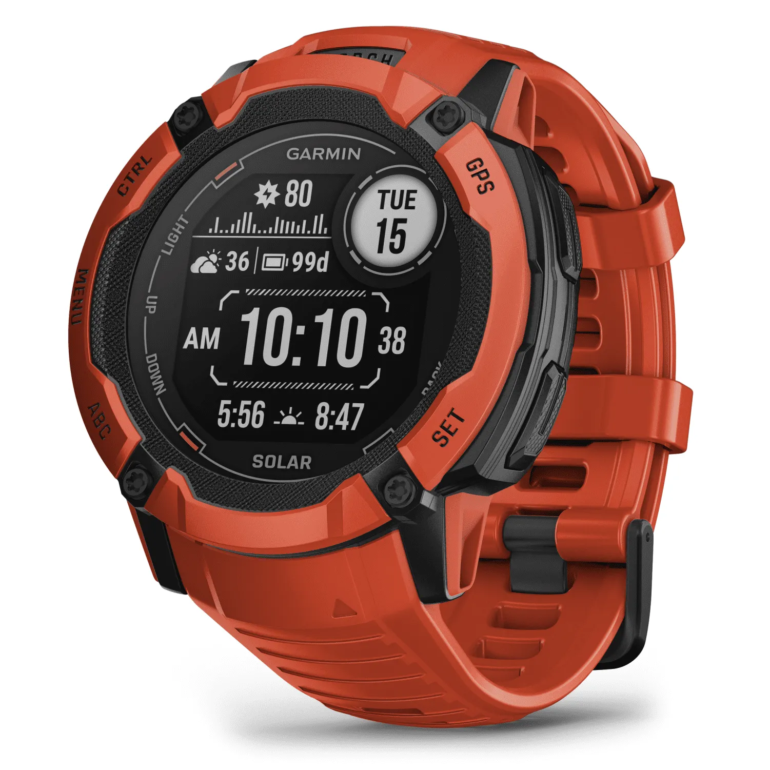 Garmin Instinct 2X Solar, Rugged GPS Smartwatch, (Flame Red)