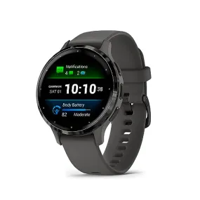 Garmin Venu 3S Slate Stainless Steel Bezel 1.2-Inch AMOLED Touchscreen Display Smart Watch with 41mm Pebble Gray Case and Silicone Band