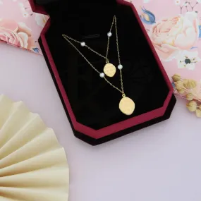 Gold Classy Flower in Hanging Oval shaped Necklace 21KT - FKJNKL21KM8193