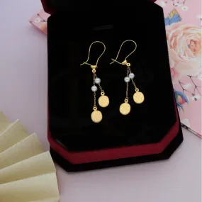 Gold Classy Old Pattern in Oval Shaped Earring 21KT - FKJERN21KM8458