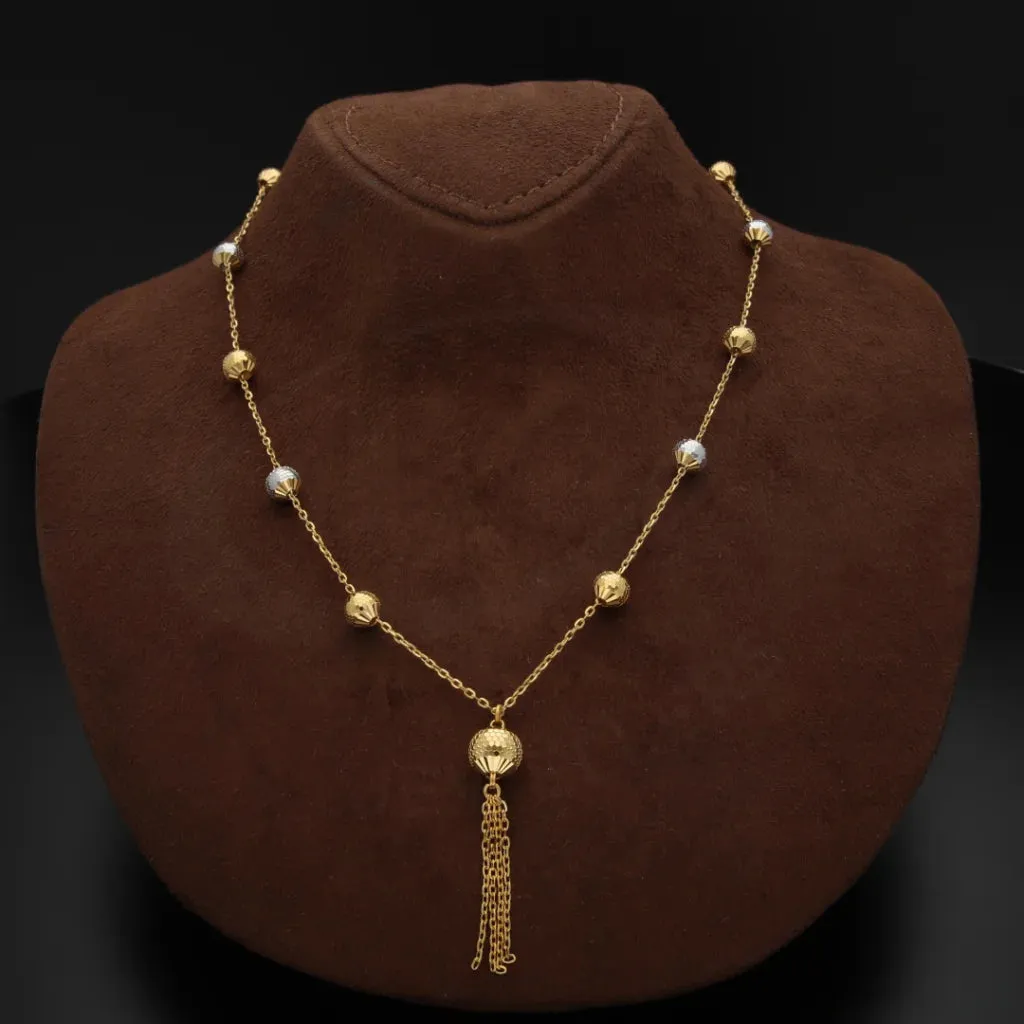 Gold Classy Round Cut Shaped Necklace 21KT - FKJNKL21KM8169