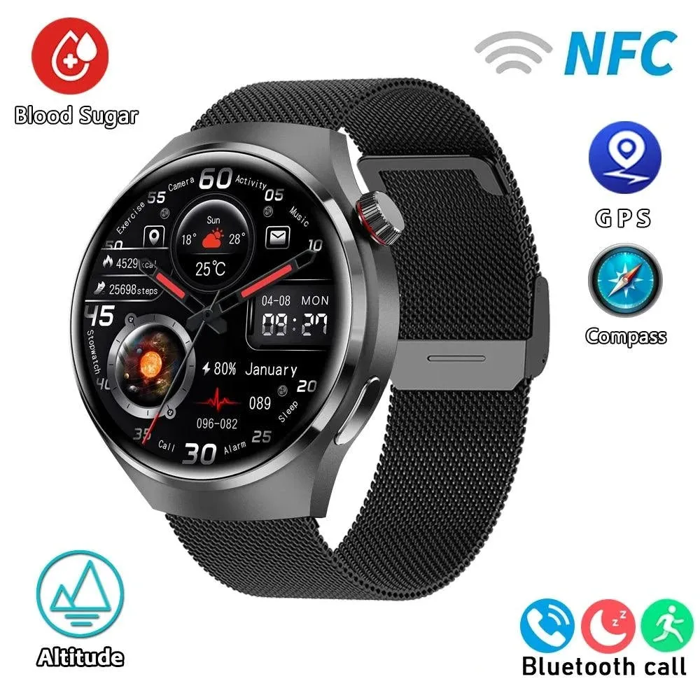 GT4 Pro GPS NFC Smart Watch Men AMOLED Screen IP68 Waterproof 2024