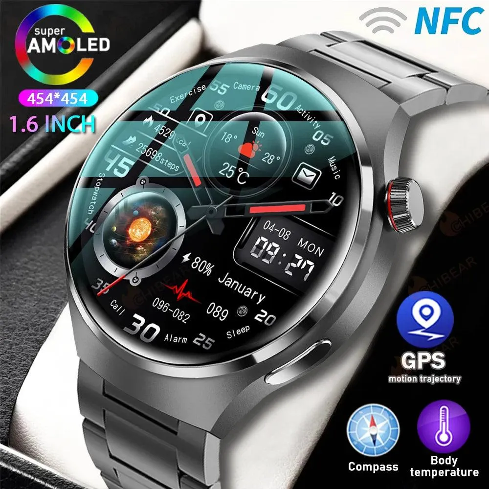 GT4 Pro GPS NFC Smart Watch Men AMOLED Screen IP68 Waterproof 2024