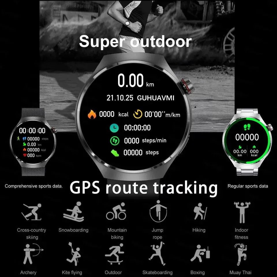 GT4 Pro GPS NFC Smart Watch Men AMOLED Screen IP68 Waterproof 2024