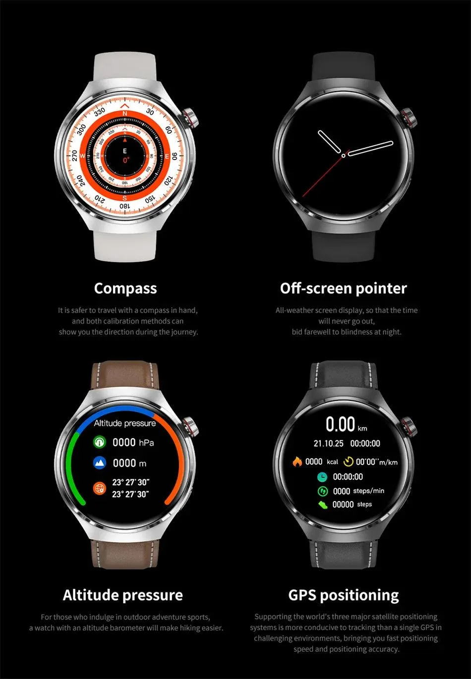 GT4 Pro GPS NFC Smart Watch Men AMOLED Screen IP68 Waterproof 2024