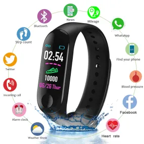 M3 Plus Men's Smart Watch Color Screen IP67 Waterproof Smart Watch Blood Pressure Heart Rate Activity Fitness Tracker Men Watch