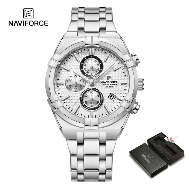 NAVIFORCE 8042 Men's Sports Quartz Watch Stainless Steel Strap Claw Dial  Quartz Luminous Waterproof Watches