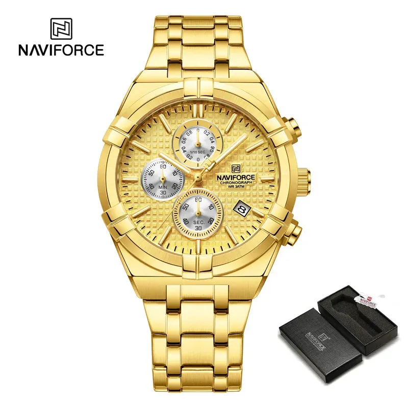 NAVIFORCE 8042 Men's Sports Quartz Watch Stainless Steel Strap Claw Dial  Quartz Luminous Waterproof Watches