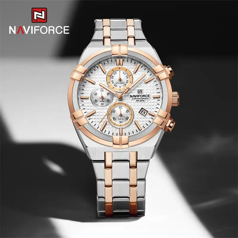 NAVIFORCE 8042 Men's Sports Quartz Watch Stainless Steel Strap Claw Dial  Quartz Luminous Waterproof Watches