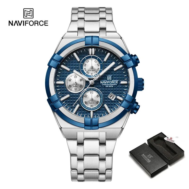 NAVIFORCE 8042 Men's Sports Quartz Watch Stainless Steel Strap Claw Dial  Quartz Luminous Waterproof Watches