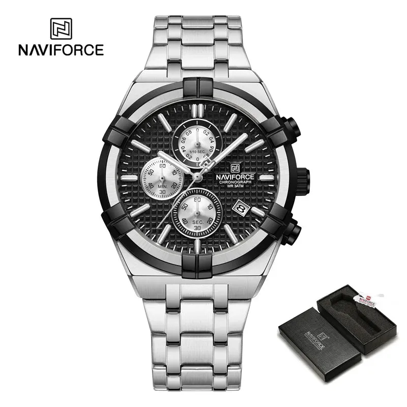 NAVIFORCE 8042 Men's Sports Quartz Watch Stainless Steel Strap Claw Dial  Quartz Luminous Waterproof Watches