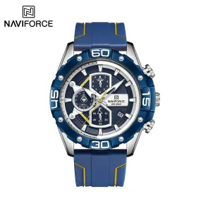 NAVIFORCE Sport Watches for Men Military Quartz Chronograph Waterproof Silicone Strap Wristwatch NF8018T