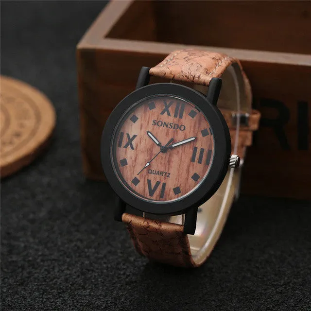 New simulate wood watch men quartz male sports Wristwatch Fashion Casual Leather Watches Neutral Clock high quality relojes