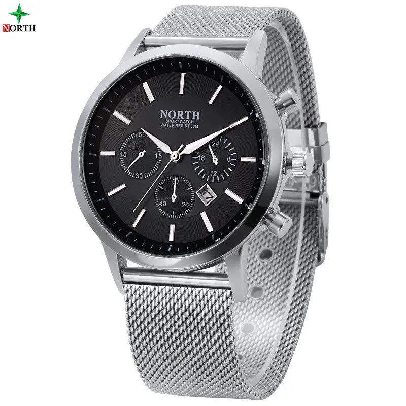 NORTH Men Business Watch Quartz Sport Wristwatch Diver Luxury Brand Men Full Steel Complete 3ATM Waterproof Sports Watches Men