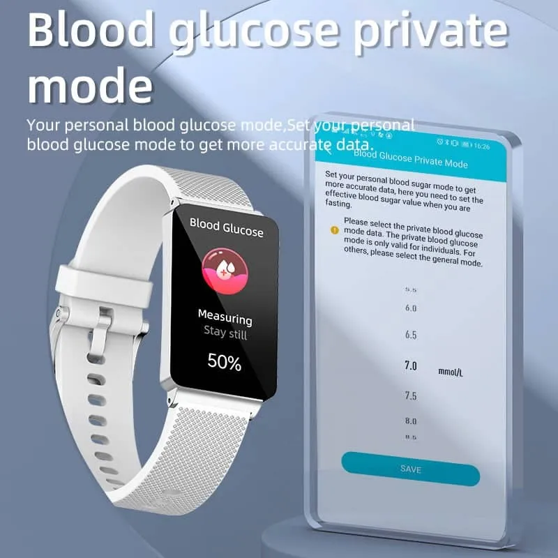 PH80 One-click Blood Glucose Blood Pressure Sleep Heart Rate  Measurement Sports Smart Bracelet