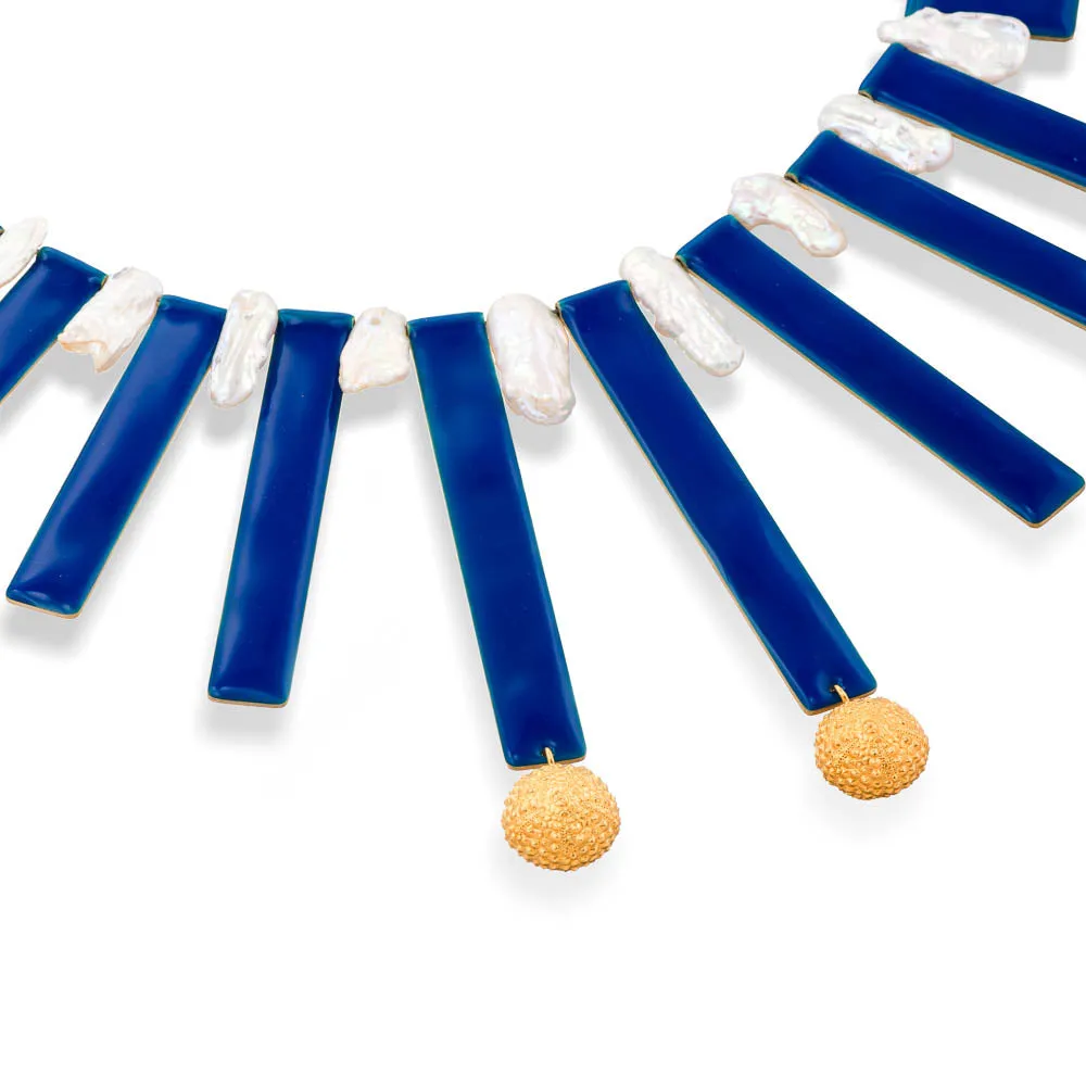 Shell symphony – necklace - blue enamel – silver 925 – gold plated