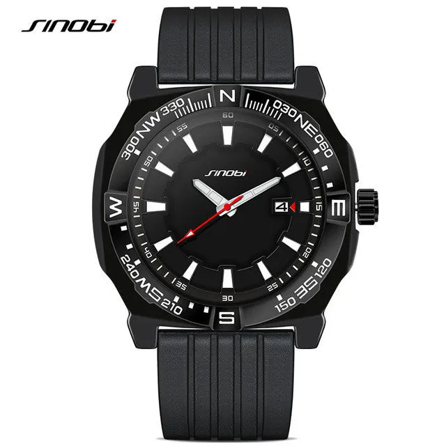 SINOBI Mens Sports Military Wrist Watches Top Luxury Brand Waterproof Diver Wristwatch Male Quartz Clock Montres Hommes 2016