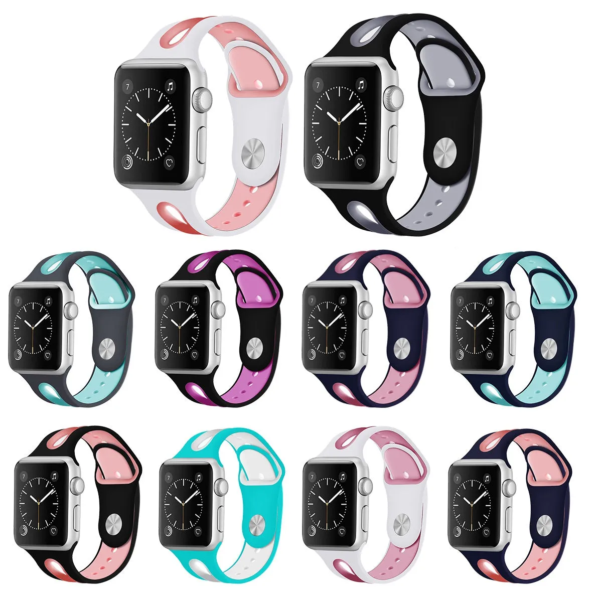 Sports Silicone Band for Apple Watch 38/40/41mm & 42/44/45mm