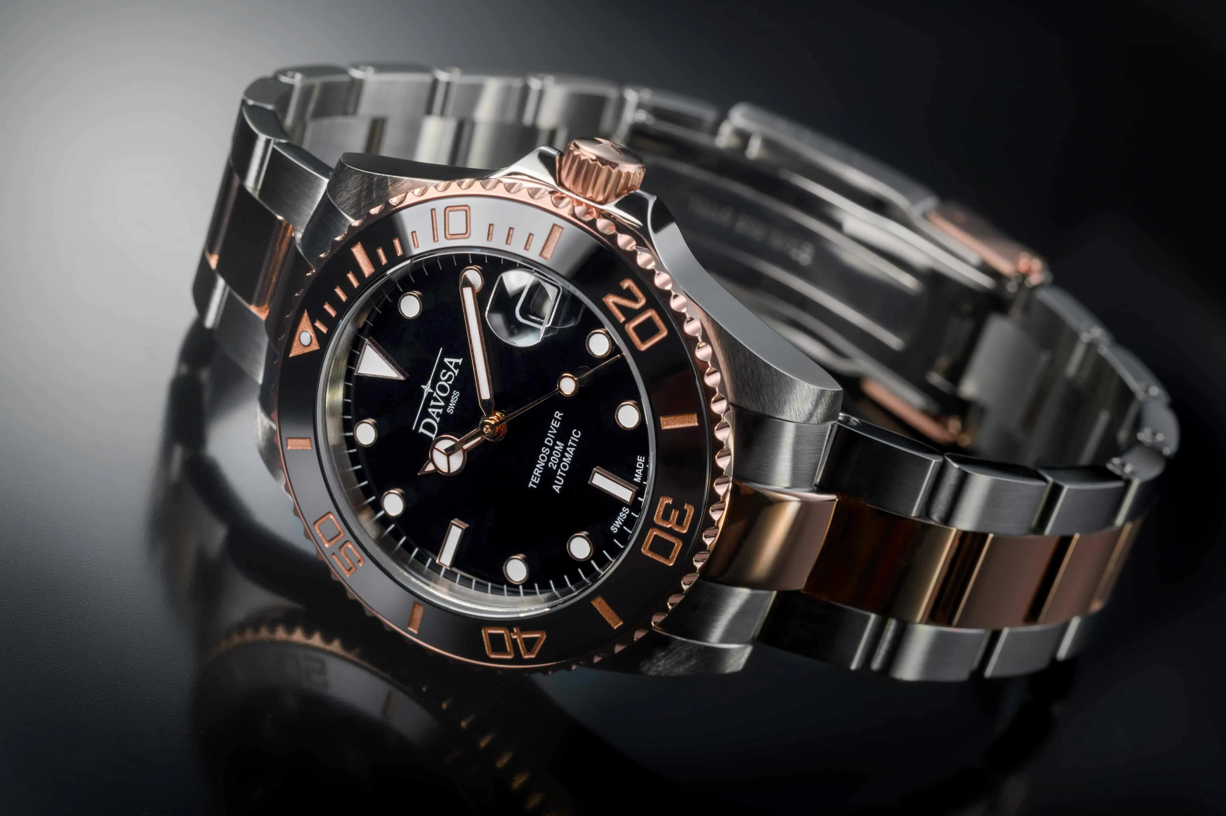 Ternos Medium Automatic Black Rose Gold Diving Watch 16619650